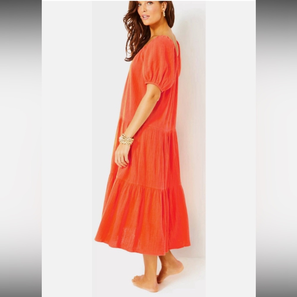 The GAP cotton gauze Vibrant Orange Maxi Dress Small